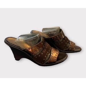 Naturalizer Women's Bronze Velvet Brown Sandals Shoes Heels Open toe Sz 6.5